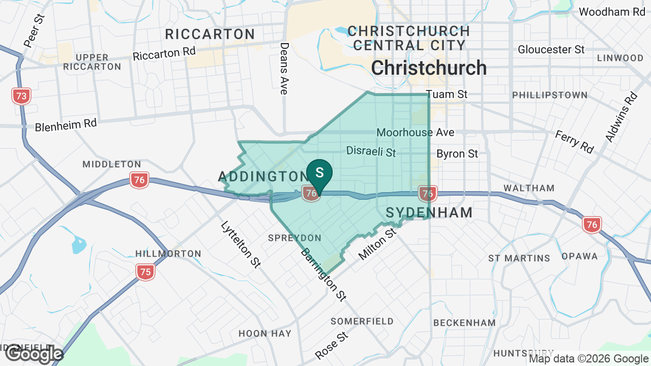 Addington Te Kura Taumatua static school zone map