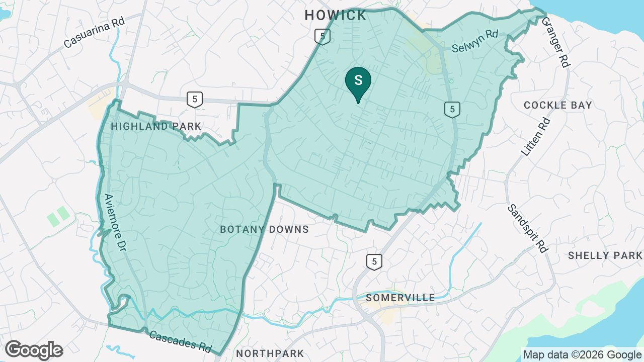 Owairoa Primary School static school zone map