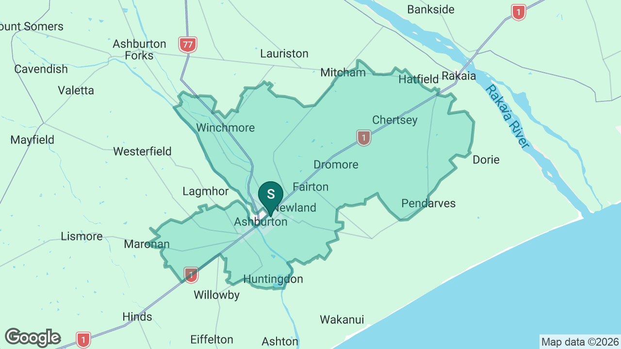 Ashburton Intermediate static school zone map