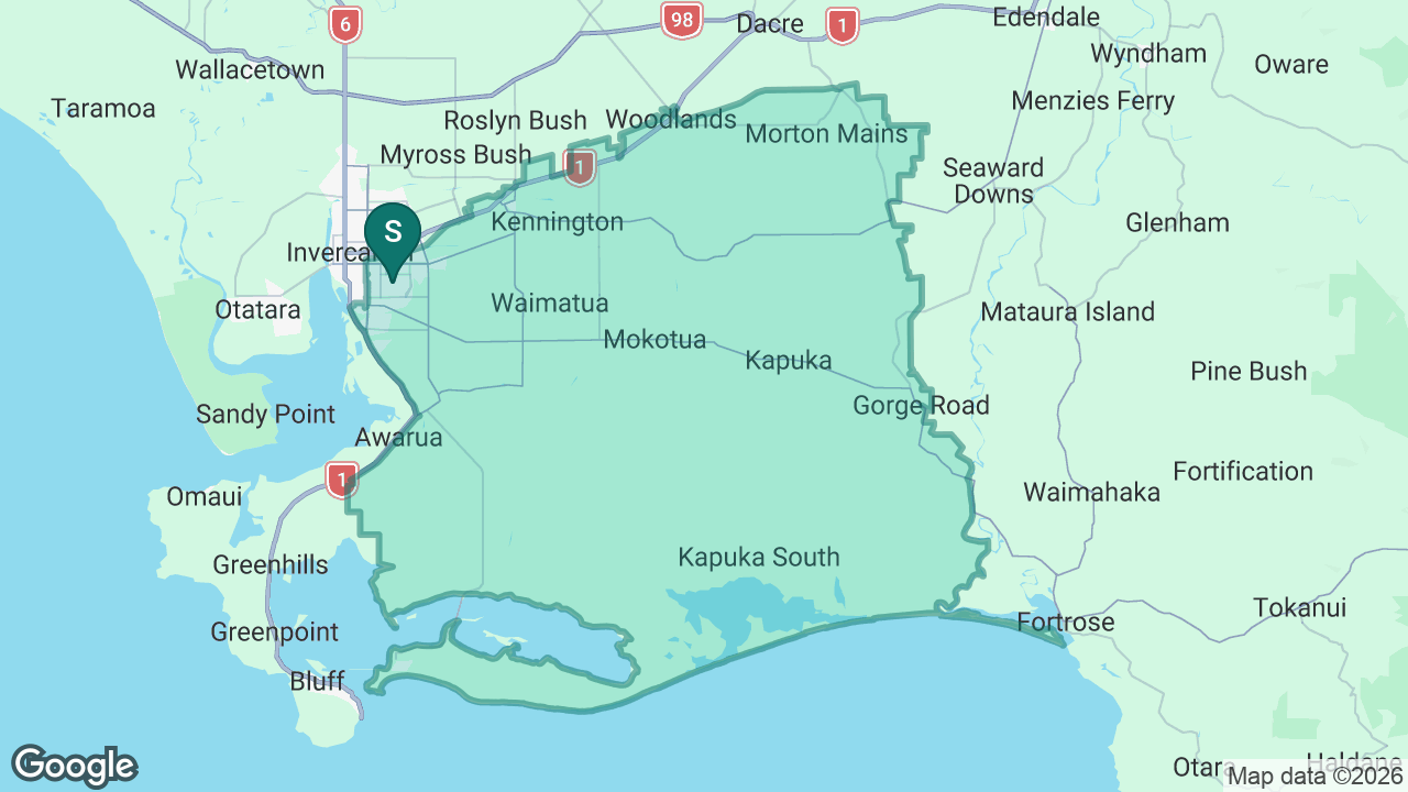 St Patrick's School (Invercargill) static school zone map