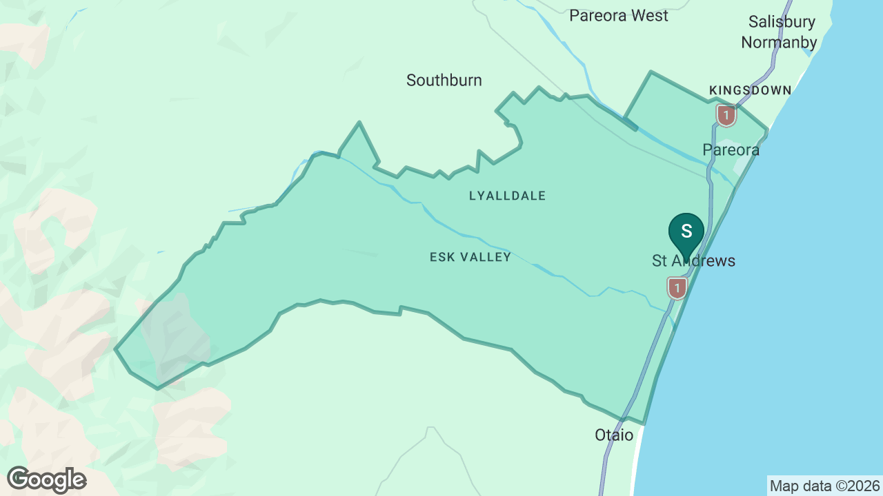 St Andrew's School (Timaru) static school zone map