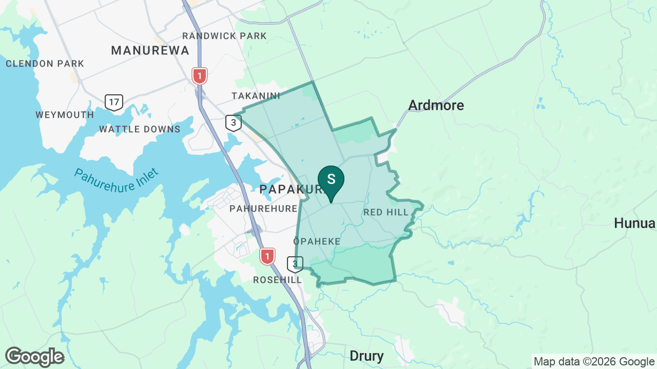 Papakura Intermediate static school zone map