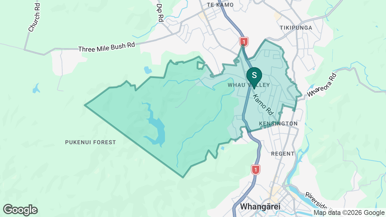 Whau Valley School static school zone map