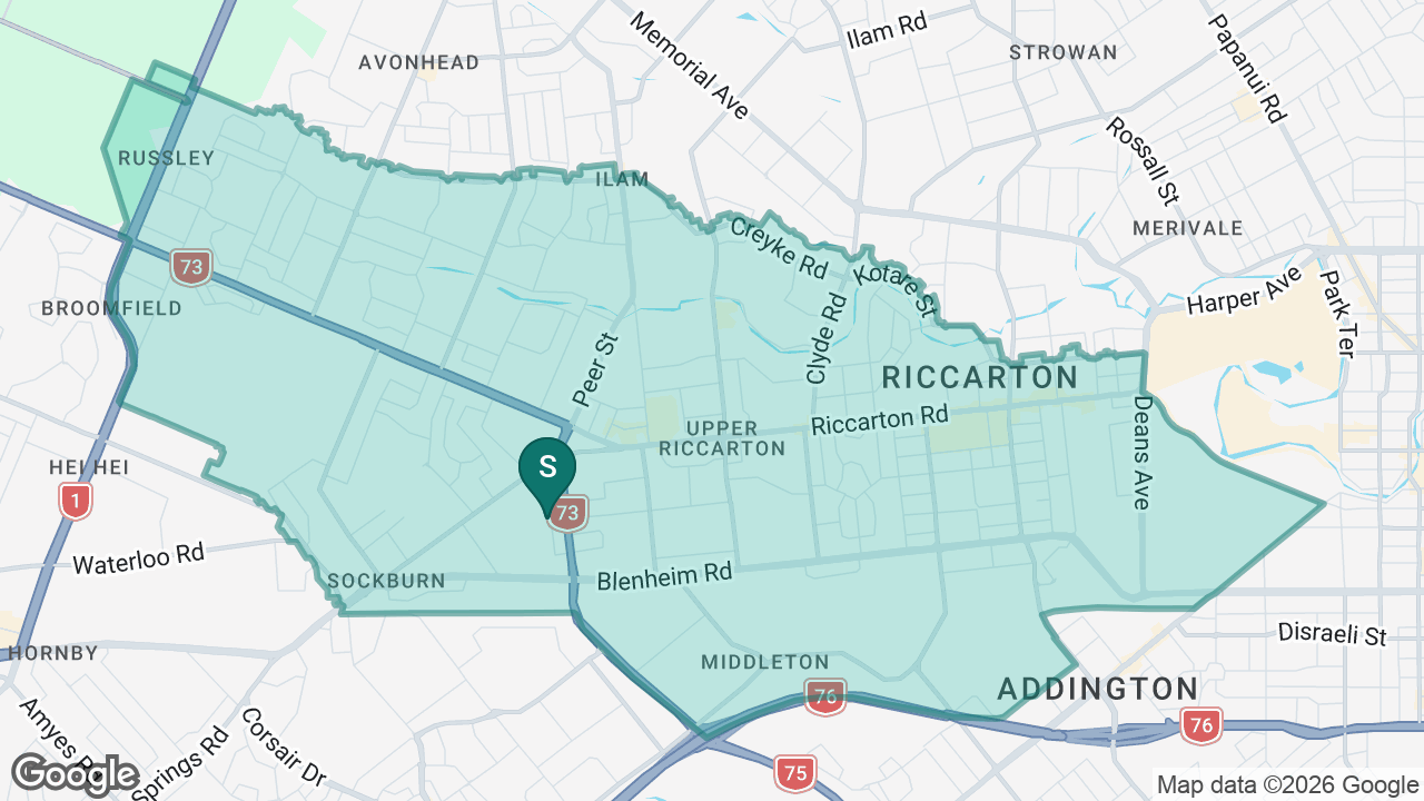 Riccarton High School static school zone map