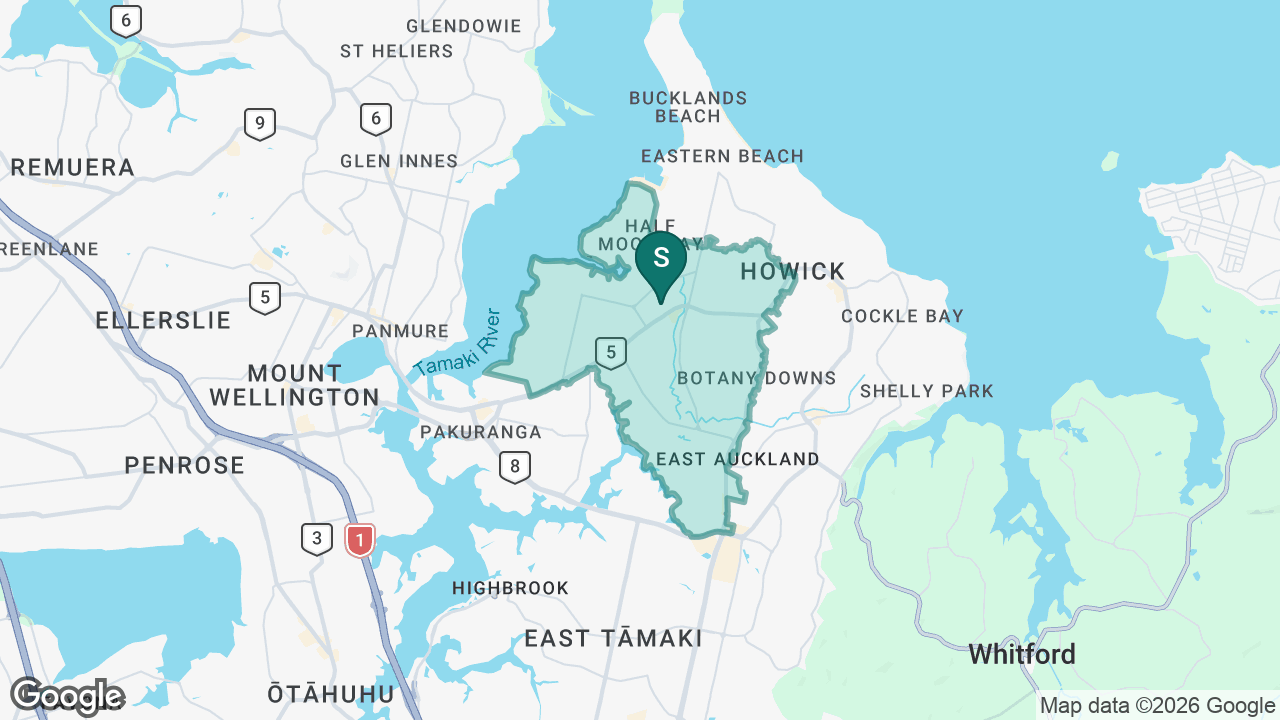 Pakuranga College static school zone map