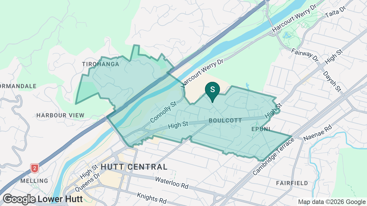 Boulcott School static school zone map