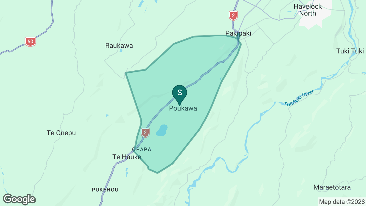 Poukawa School static school zone map