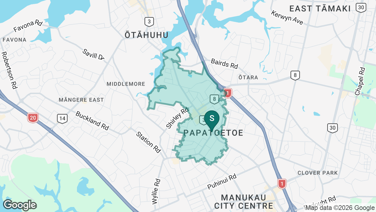 Papatoetoe Central School static school zone map