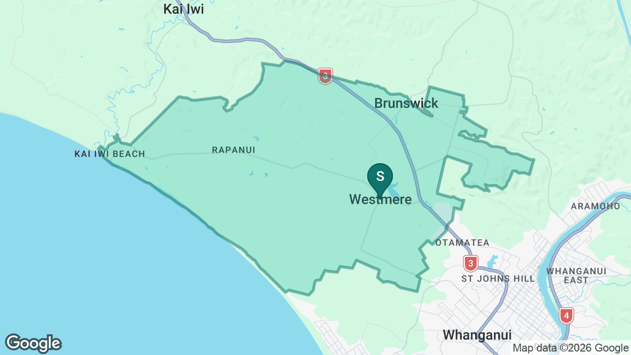 Westmere School - Whanganui static school zone map