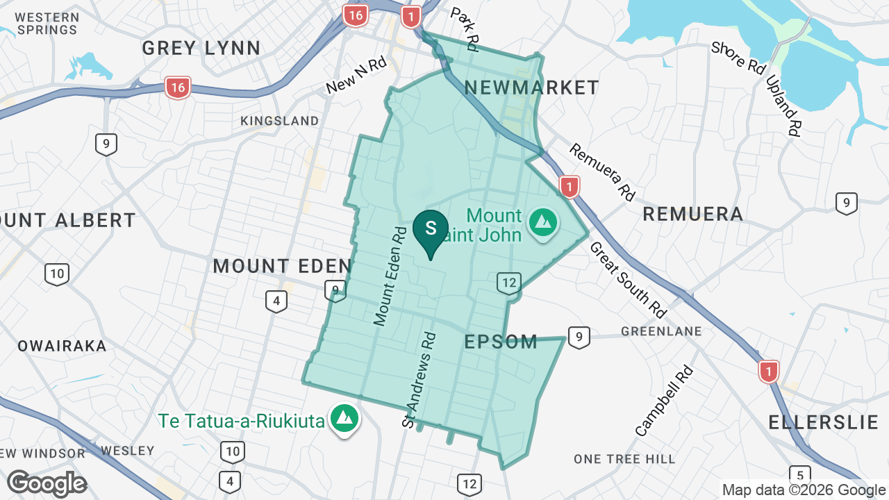 Auckland Normal Intermediate static school zone map