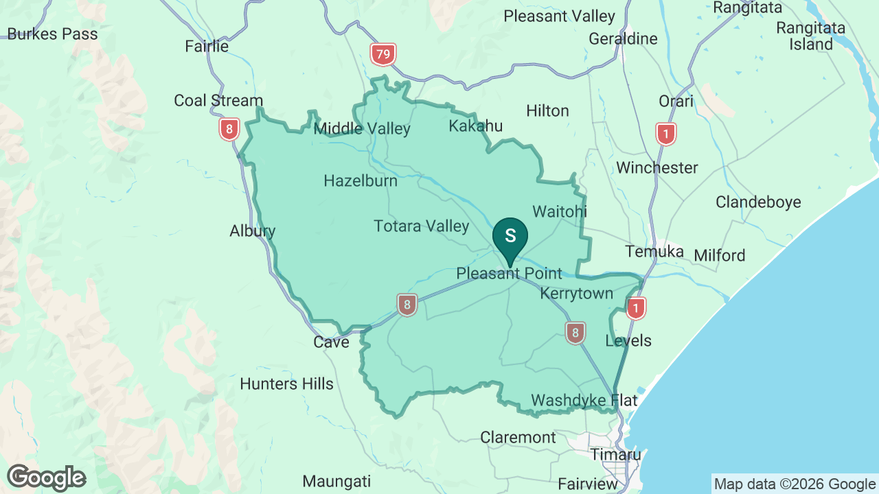 Pleasant Point Primary School static school zone map