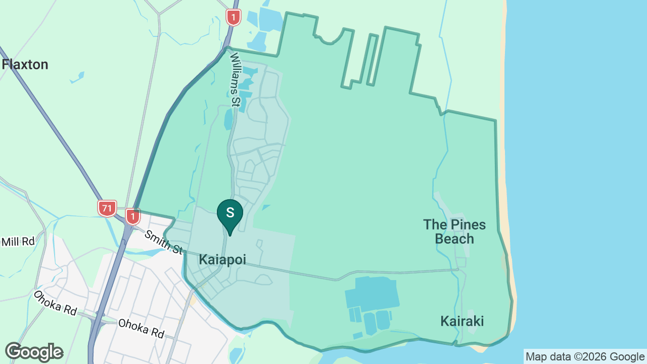 Kaiapoi North School static school zone map