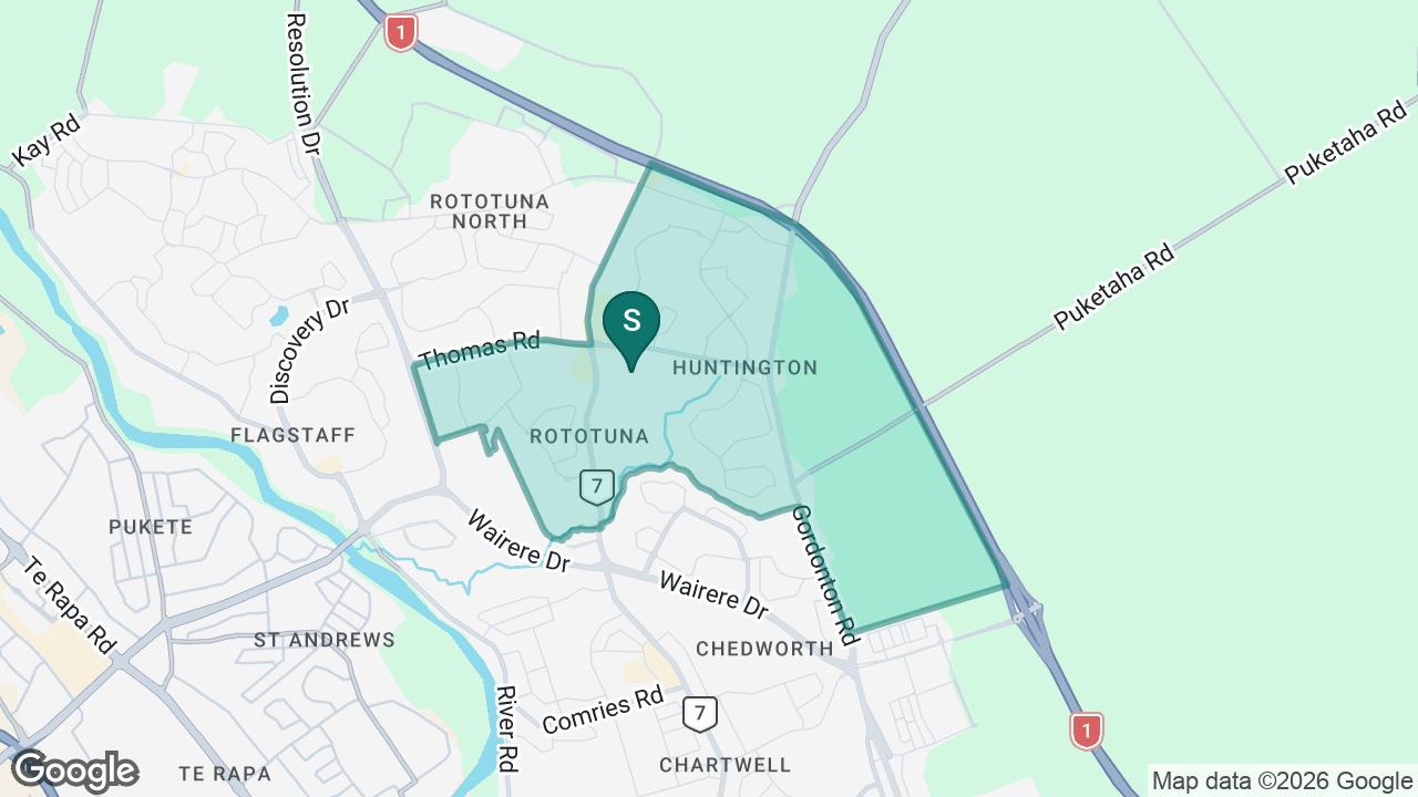 Rototuna Primary School static school zone map