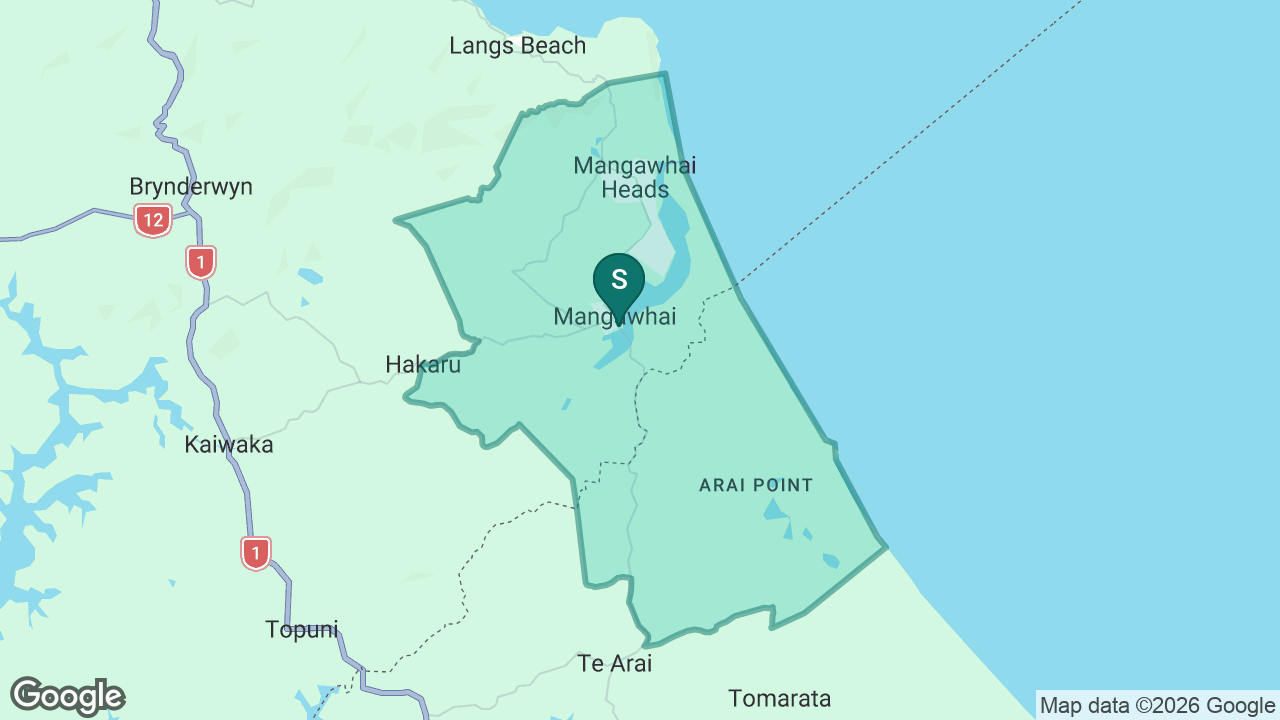 Mangawhai Beach School static school zone map