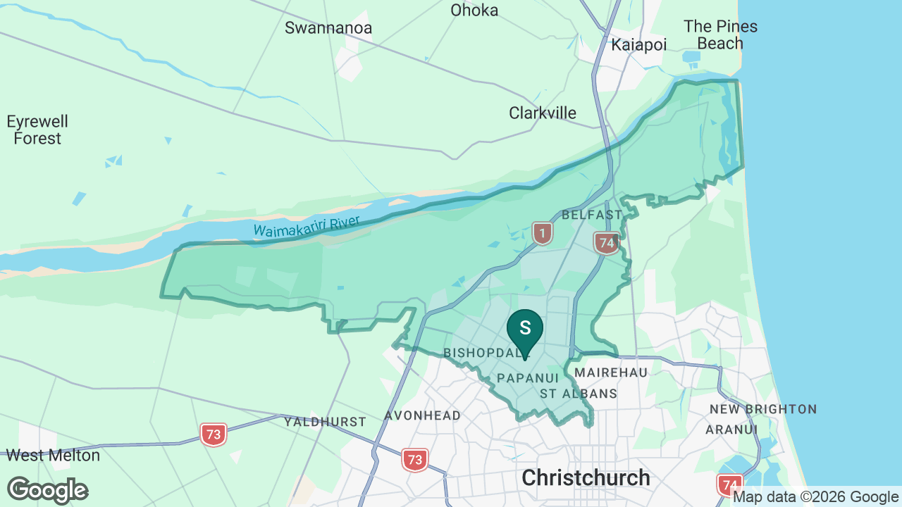 Papanui High School static school zone map