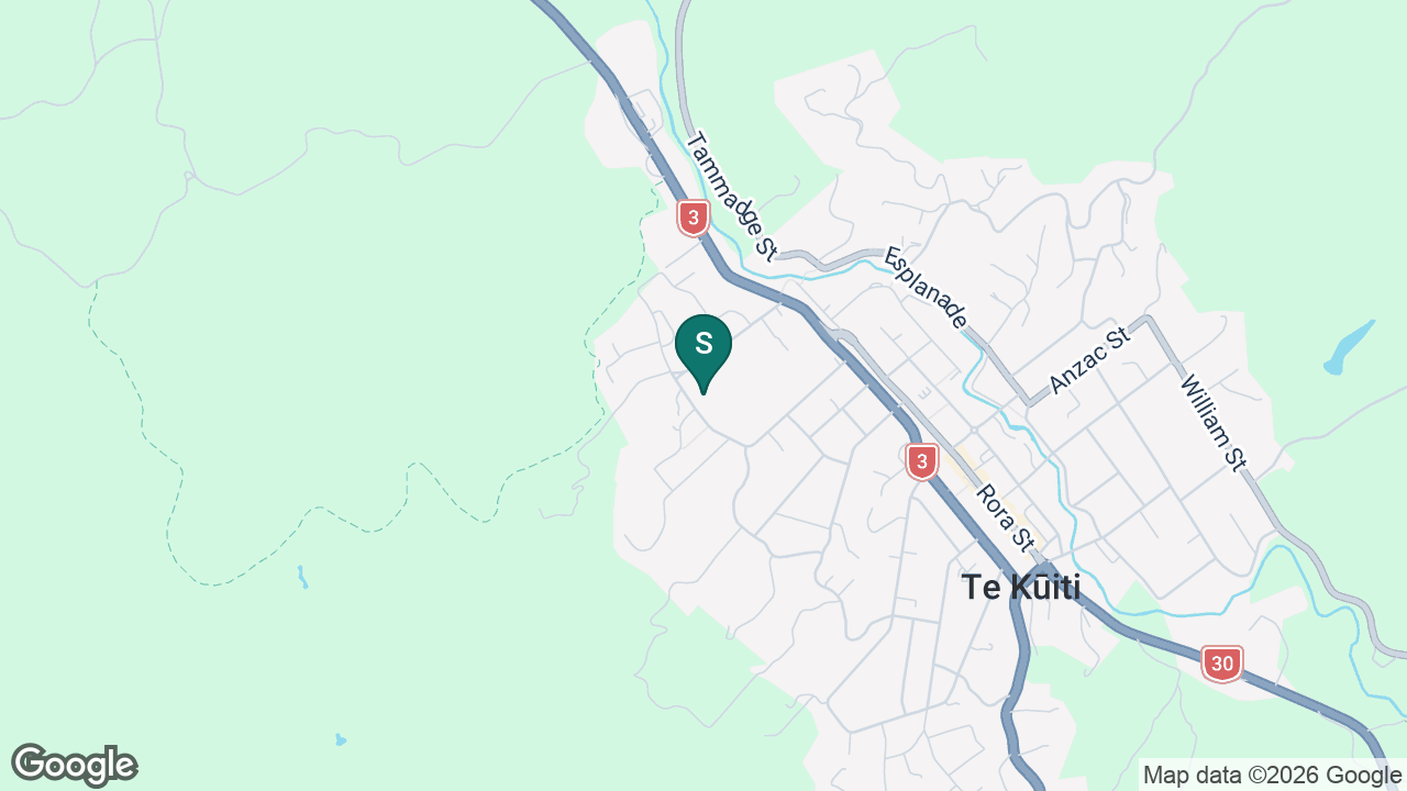 Te Kuiti High School static school zone map