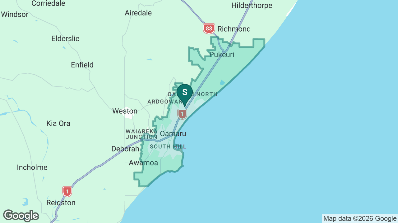 Oamaru Intermediate static school zone map