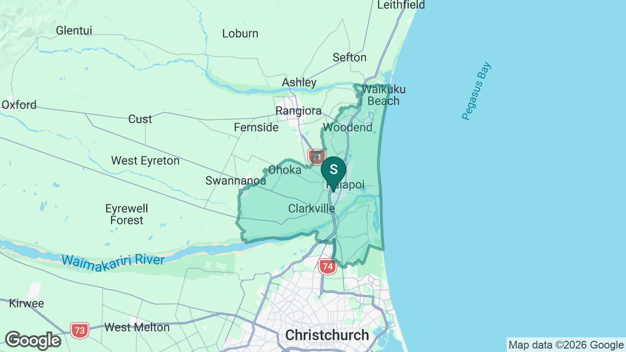 Kaiapoi High School static school zone map