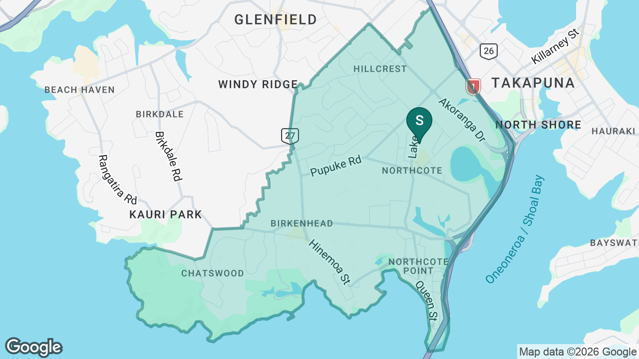 Northcote Intermediate static school zone map