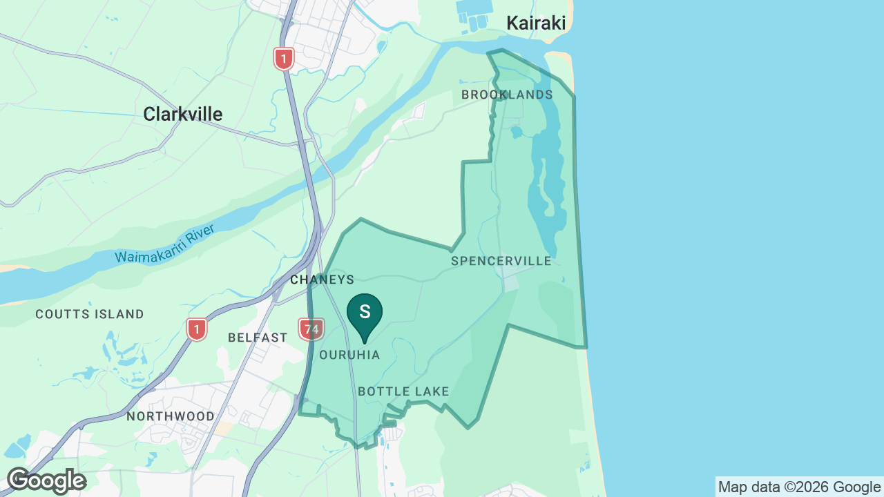 Ōuruhia Model School static school zone map