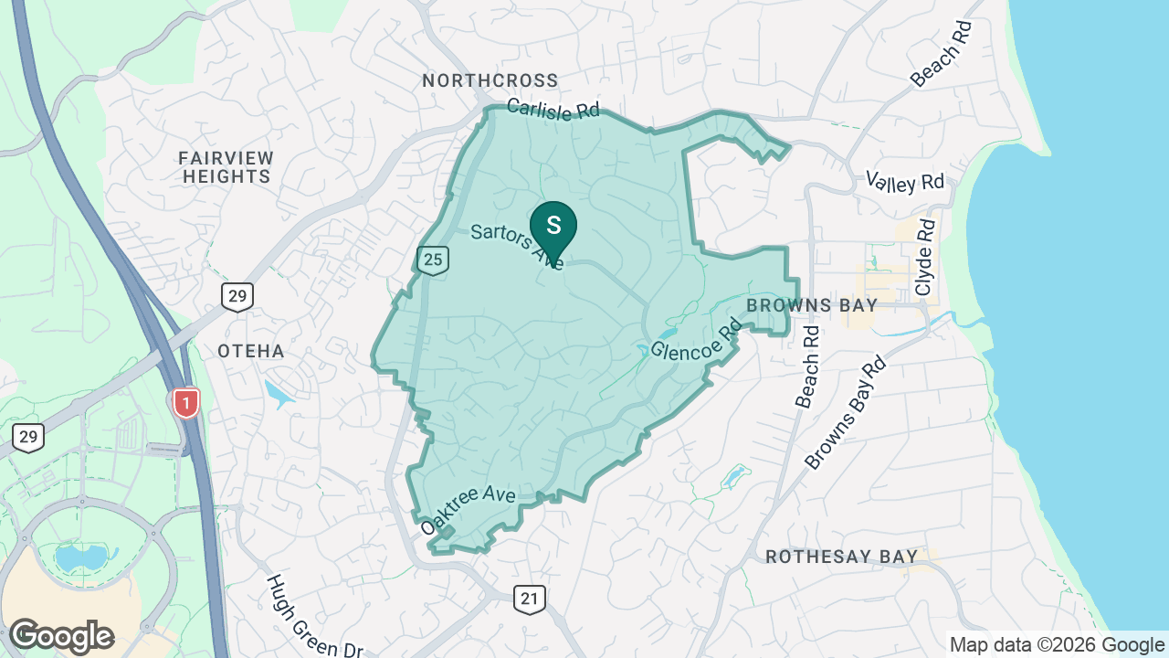 Sherwood School (Auckland) static school zone map