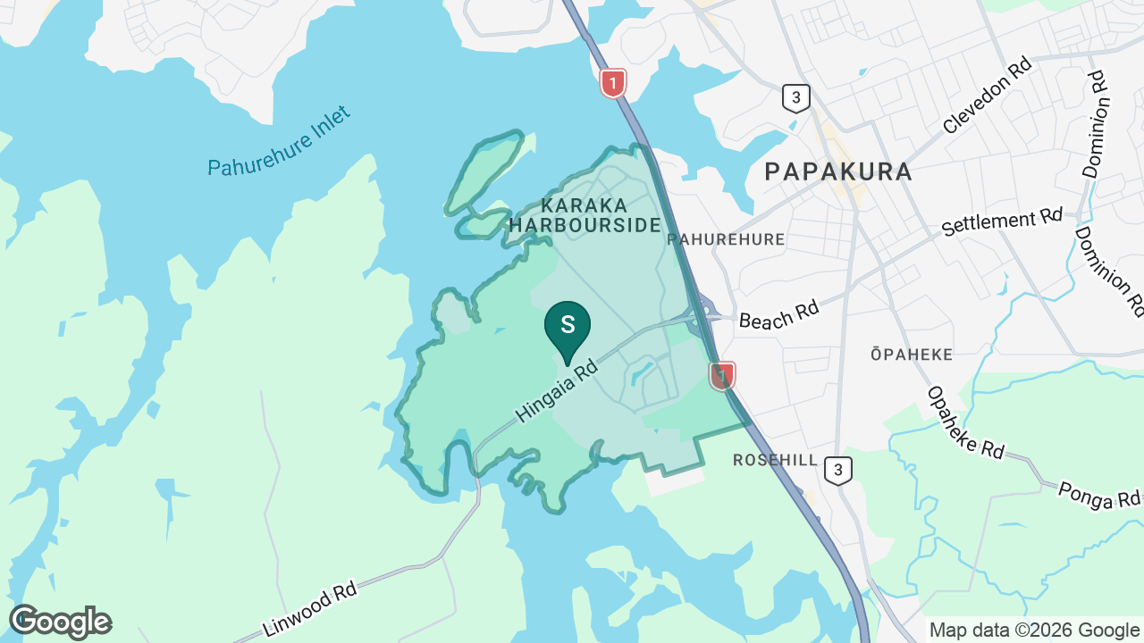 Hingaia Peninsula School static school zone map