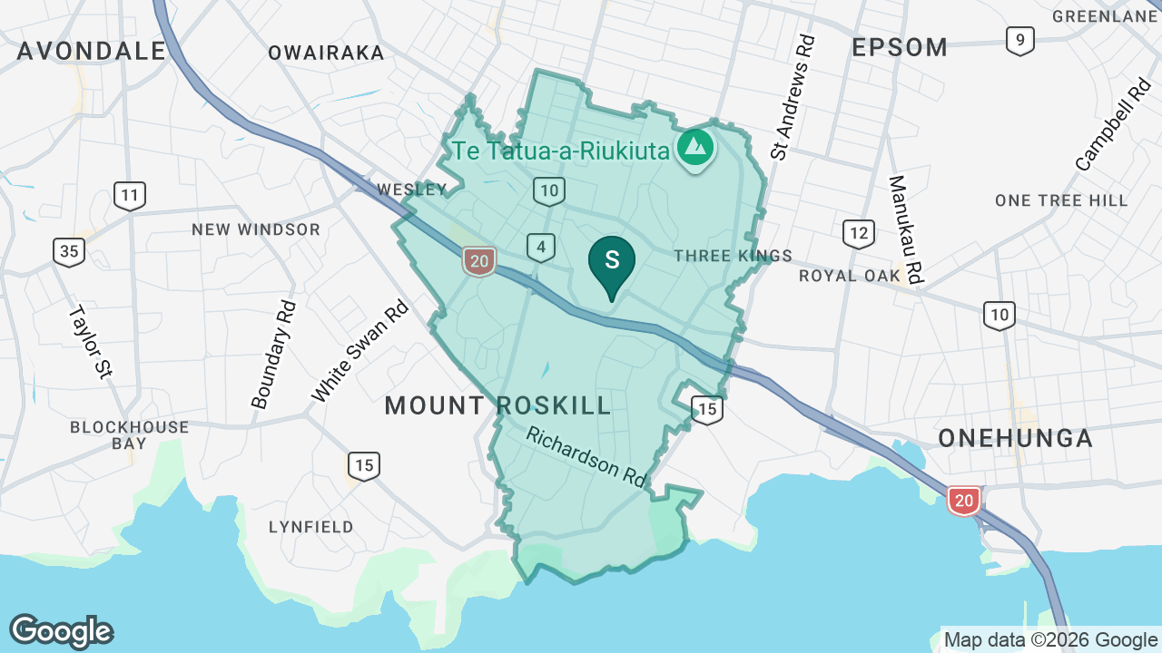 Mt Roskill Grammar static school zone map
