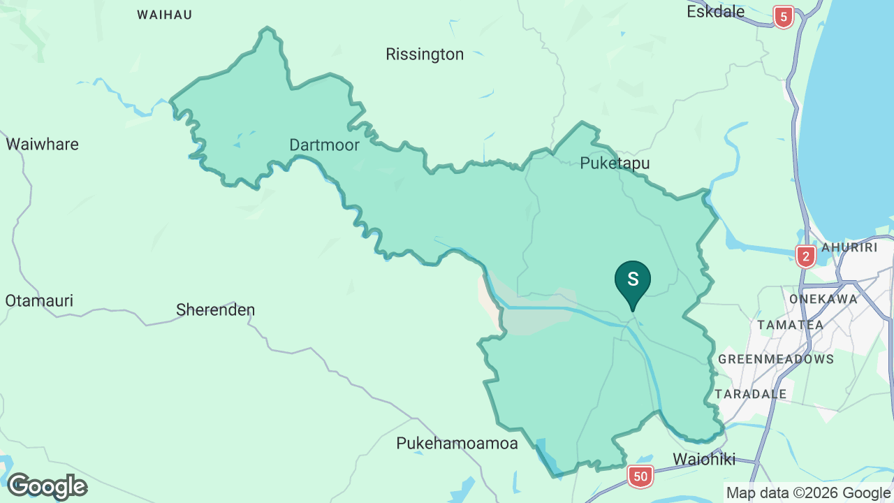 Puketapu School (Hawkes Bay) static school zone map