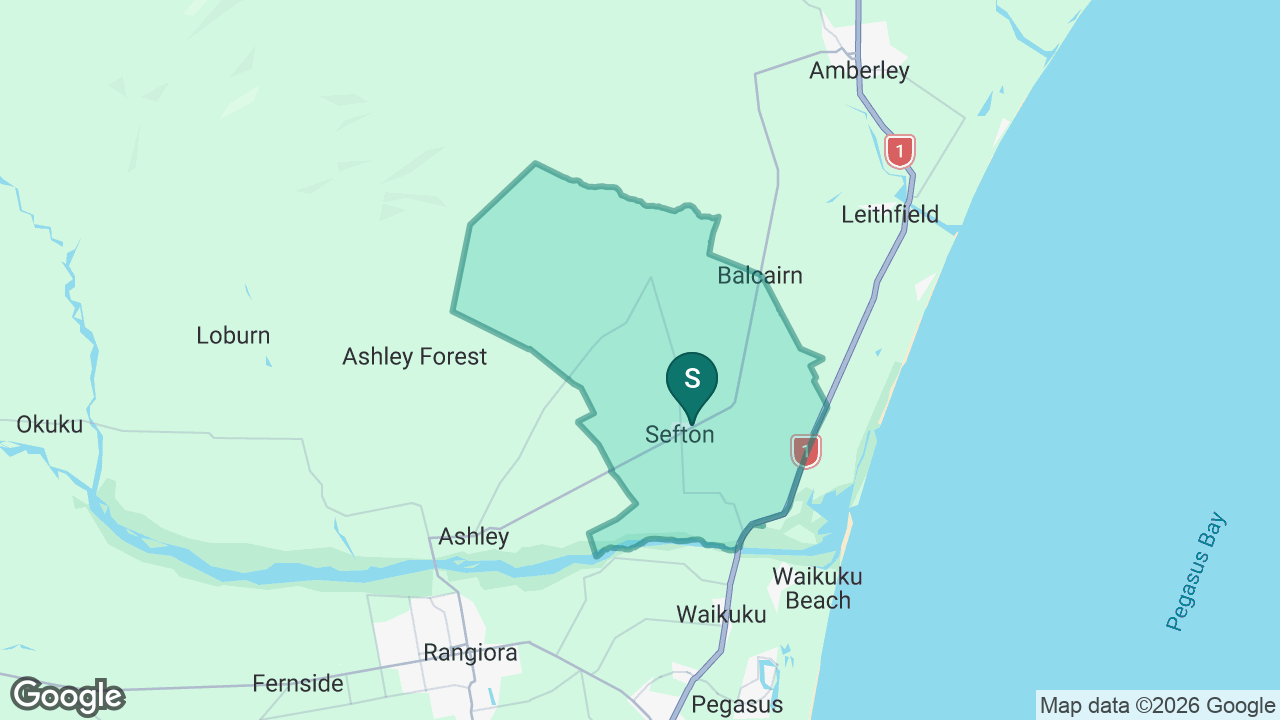 Te Waitai Sefton School static school zone map
