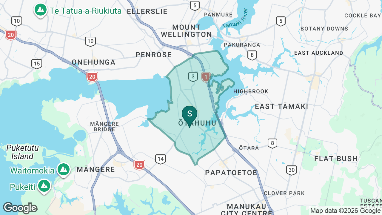 Otahuhu College static school zone map