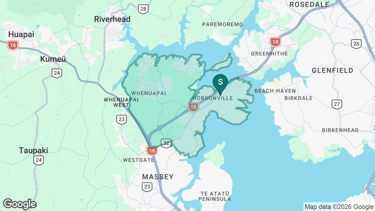 Hobsonville Point Secondary School static school zone map