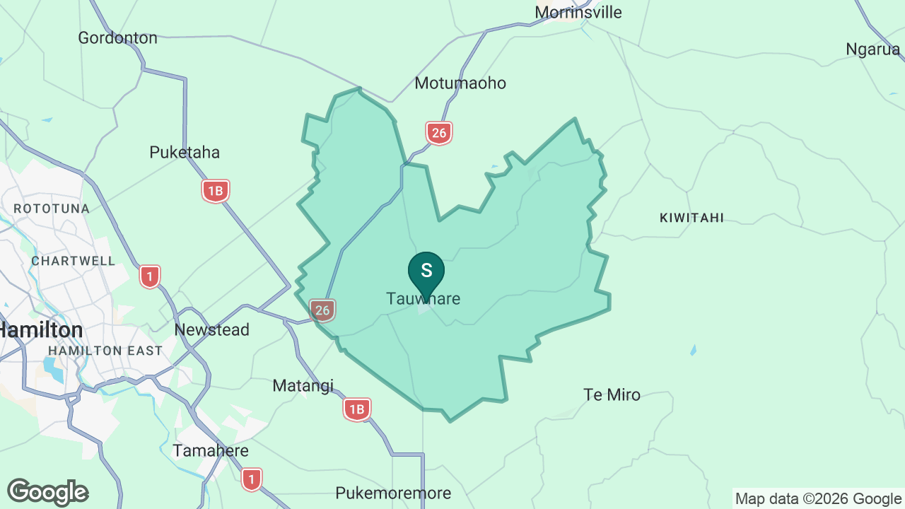 Tauwhare School static school zone map