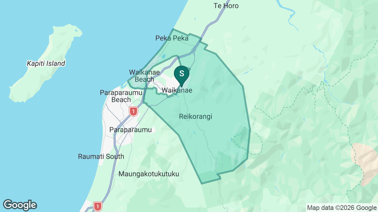 Waikanae School static school zone map
