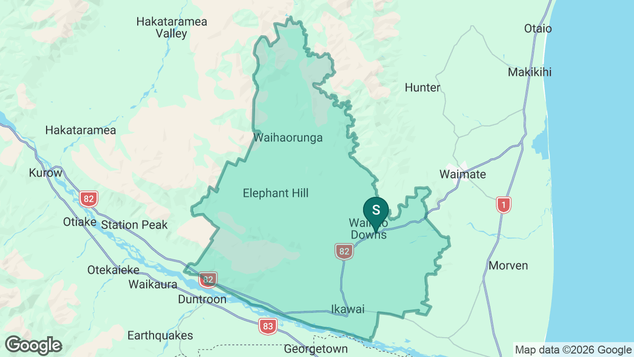Waihao Downs School static school zone map