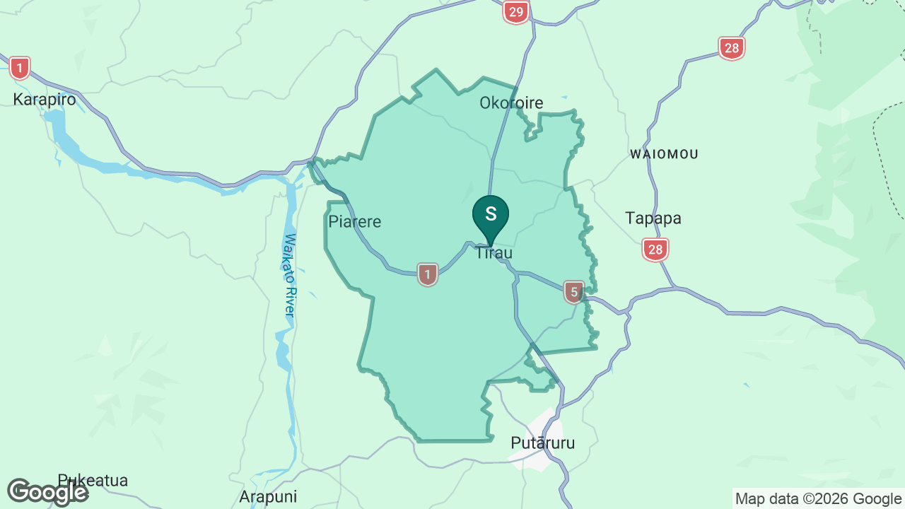 Tirau Primary School static school zone map