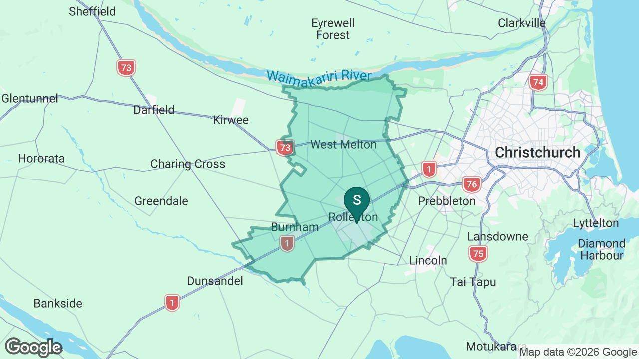 Rolleston College static school zone map
