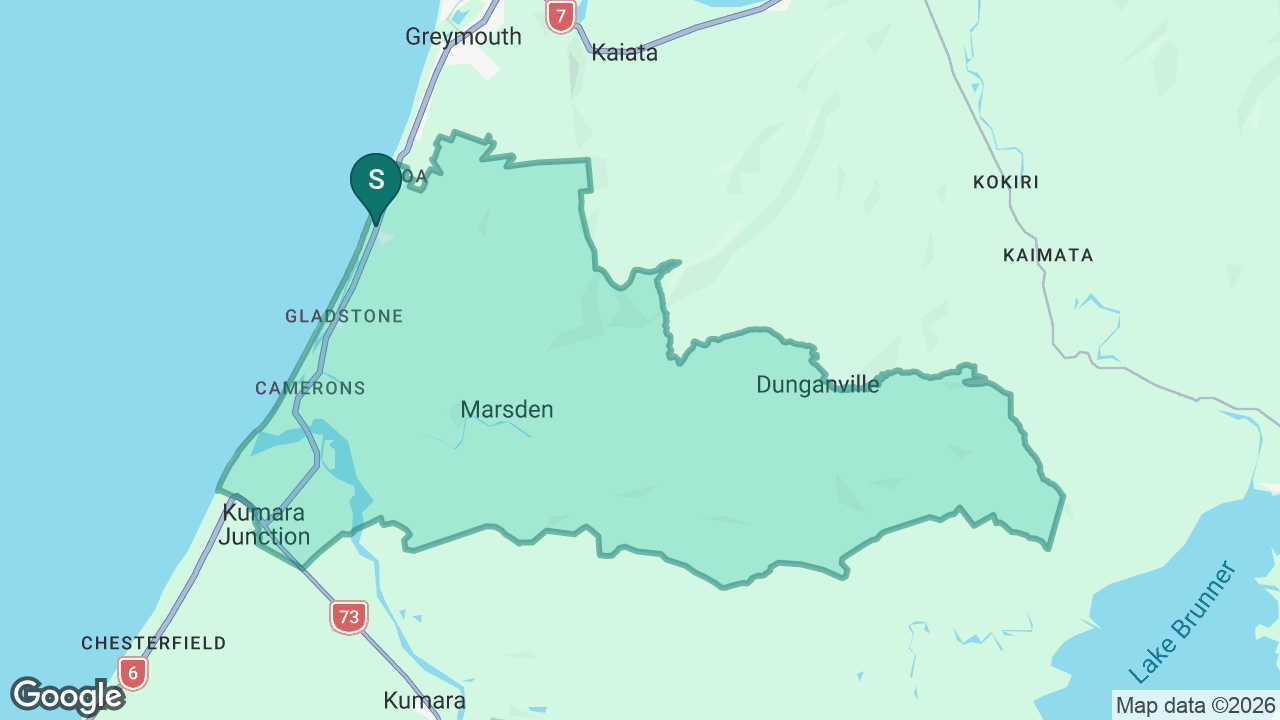 Paroa School (Greymouth) static school zone map