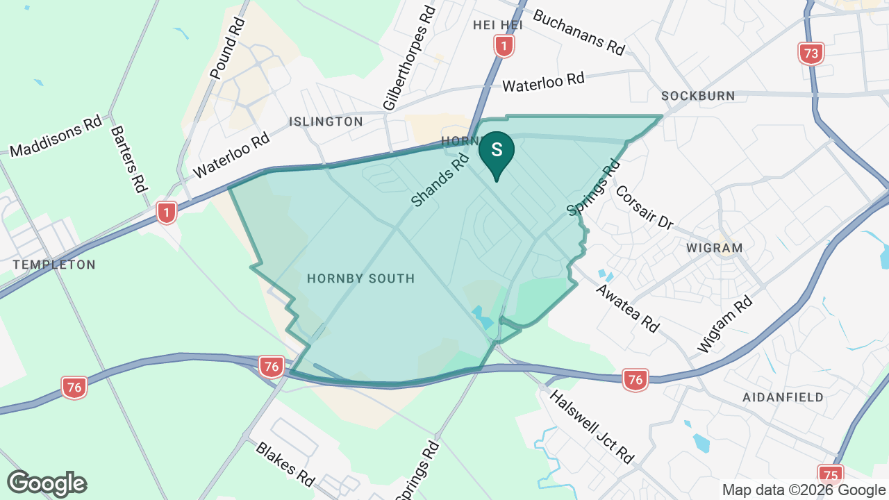 Te Manu Tukutuku South Hornby School static school zone map