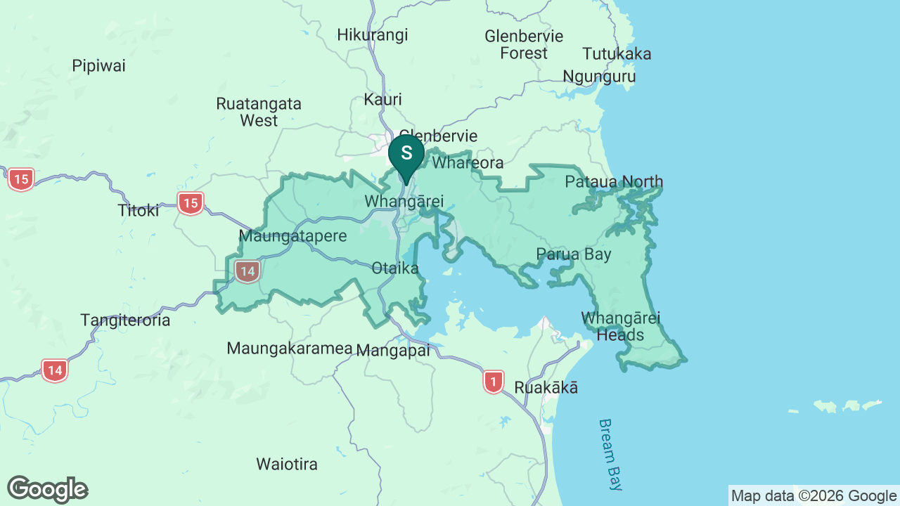 Whangārei Boys' High School static school zone map