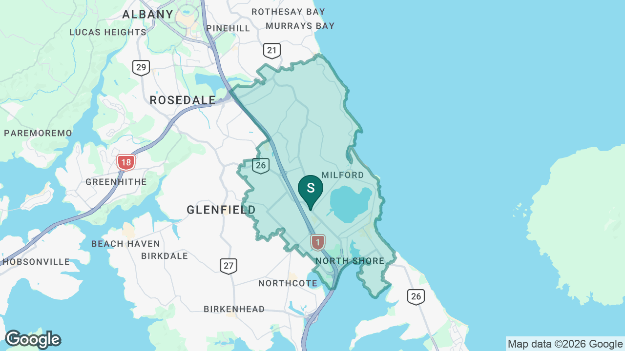 Westlake Girls' High School static school zone map