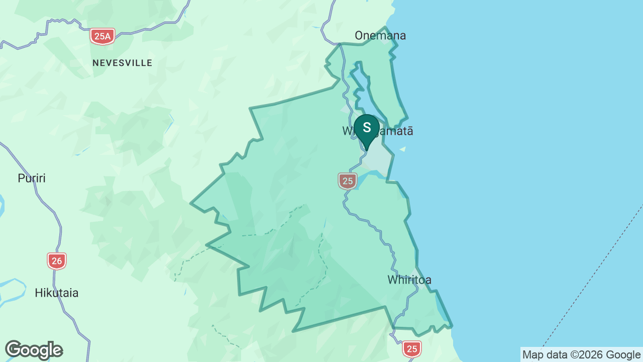 Whangamata Area School static school zone map