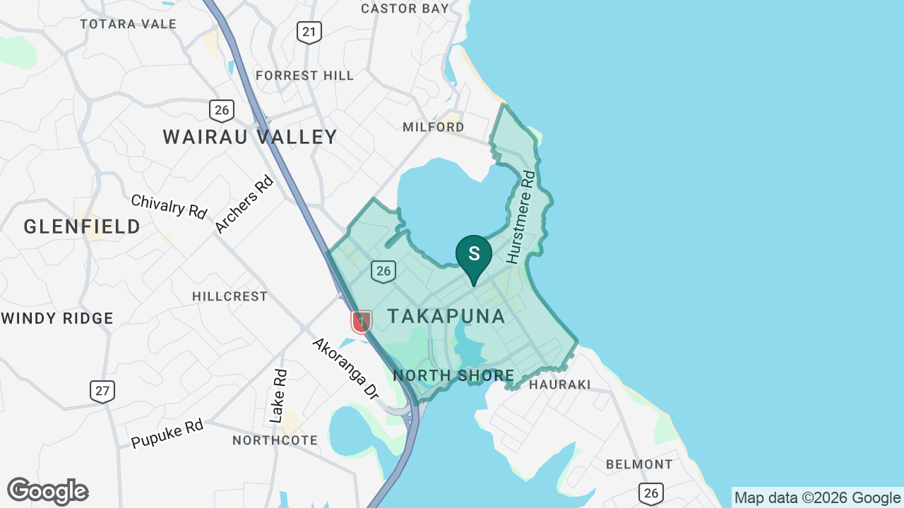 Takapuna School static school zone map