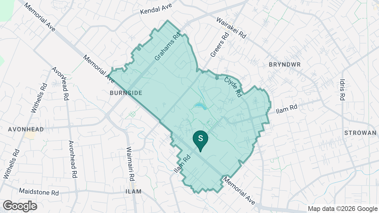 Tuia Burnside Primary School static school zone map