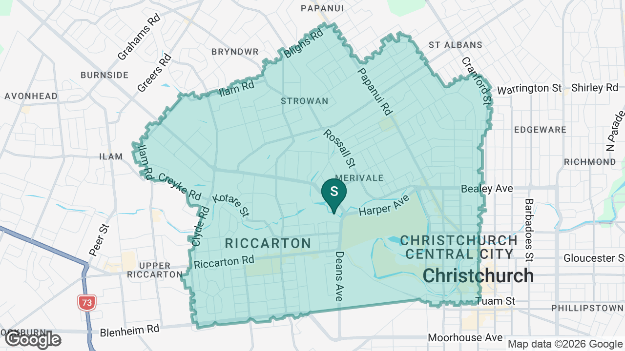 Christchurch Girls' High School -Te Kura o Hine Waiora static school zone map