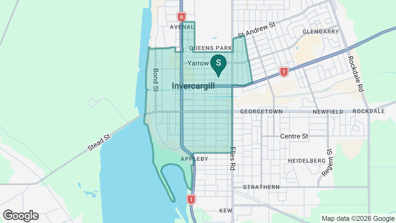 Invercargill Middle School static school zone map