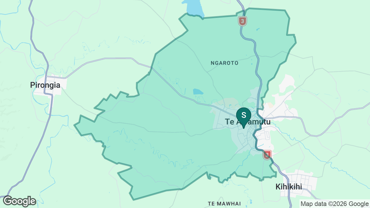 Te Awamutu Primary School static school zone map
