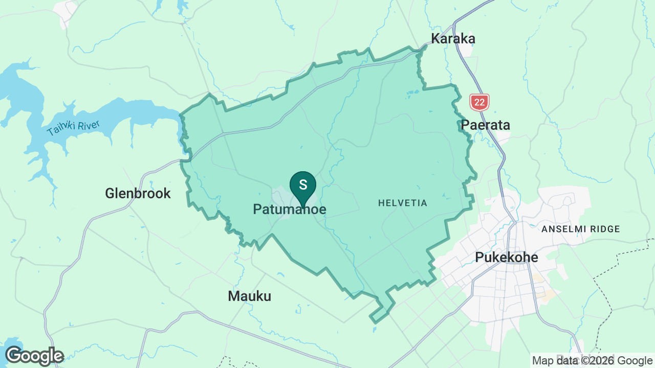 Patumāhoe Primary School static school zone map