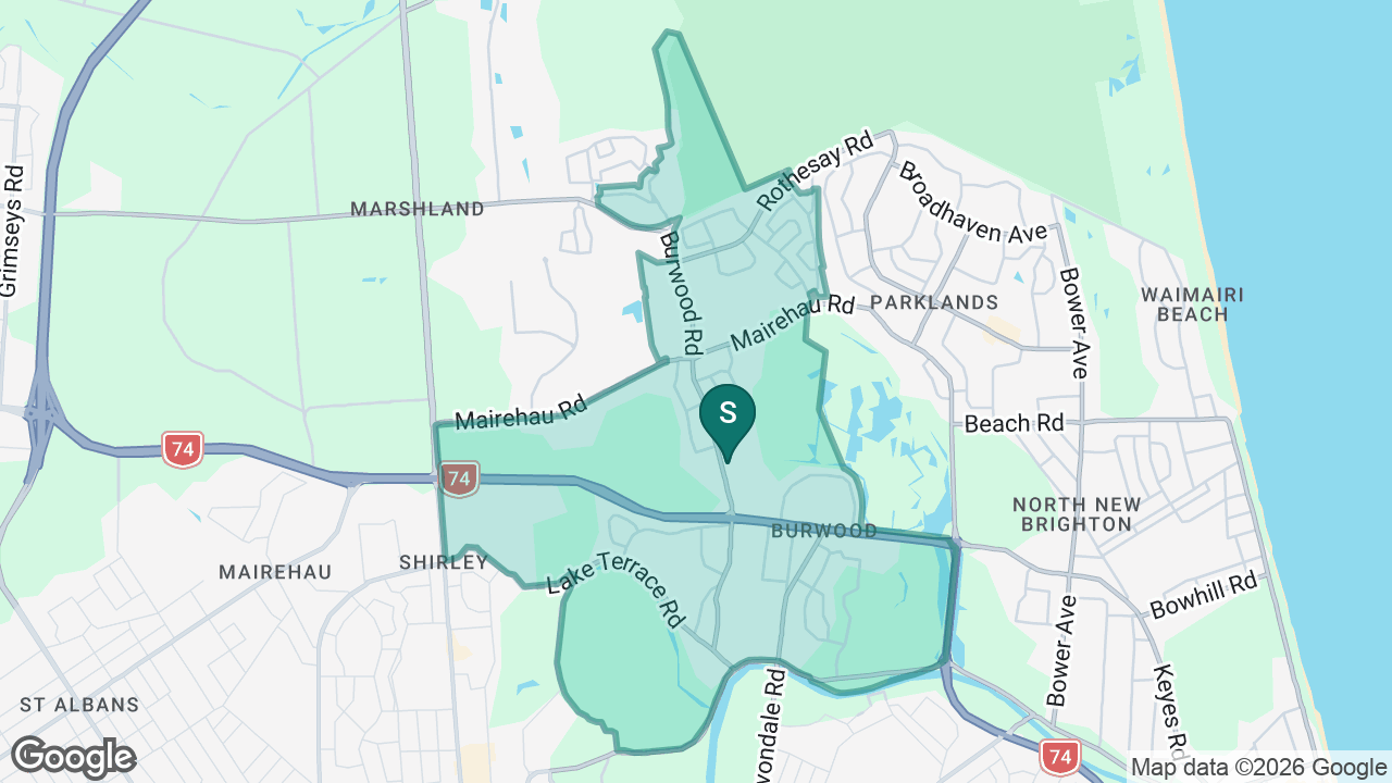 Waitākiri Primary School static school zone map