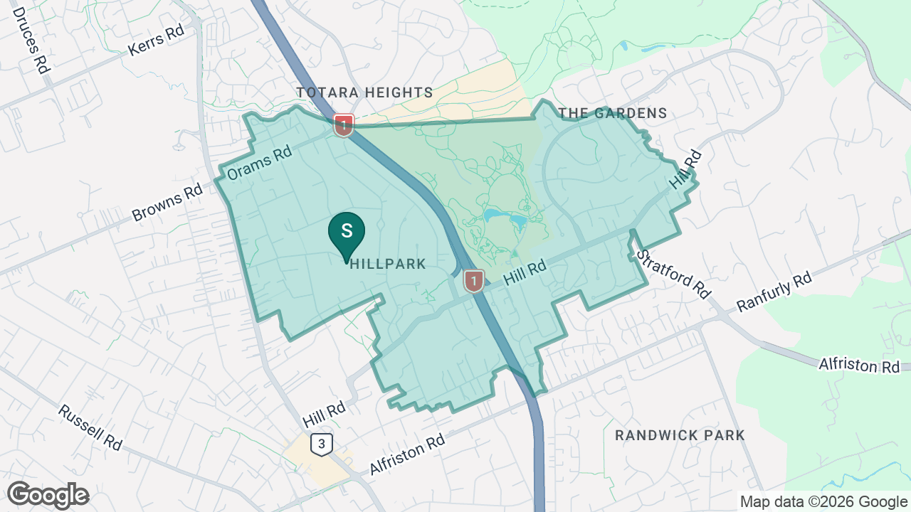Hillpark School static school zone map