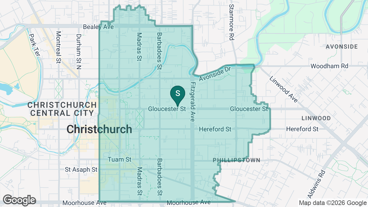 Christchurch East School static school zone map